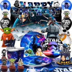 114 Pcs Star Wars Party Decorations Tableware Set Supplies Napkins Balloon Plate