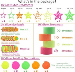 Neon Party Decorations Glow in The Dark Streamers Garland Fluro Fluorescent