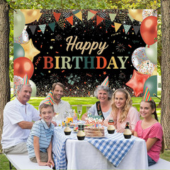 Colorful Birthday Party Decorations Set | Happy Birthday Banner & Sash, Balloons