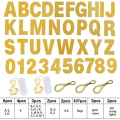 TaoBary 112 Pcs DIY Letter Banner Glitter Customizable Banner Kit Custom Gold