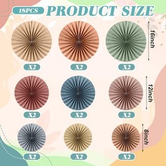 Weekgrat 18 Pcs Sage Green Brown Boho Hanging Paper Fans Decor Back Colorful
