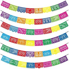 Vibrant 6PCS Papel Picado Party Banners for Dia de Los Muertos and Cinco de Mayo