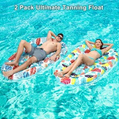 2 Pack Pool Floats Lounger, Pool Floats Adult Heavy Duty, Pool Rafts Floaties…