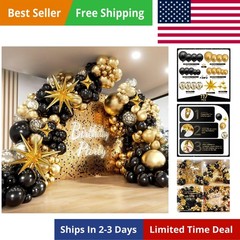 Black and Gold Balloon Arch Kit 117 PCS, Gold and Black Party Decorations, 20…