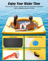 Inflatable Floating Dock, Non-Slip Water Hammock with Mesh Center, 600Lbs Capaci