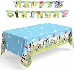 Bluey Birthday Banner & Bluey Tablecloth Birthday Decorations & Party Supplies