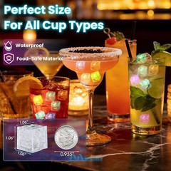 12~120pc Multi Color Flashing LED Light Up Ice Cubes Waterproof Liquid Activated