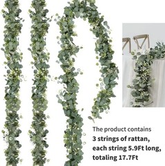 Artificial Eucalyptus Vines (3-Pack, Total 17.7Ft), Green Eucalyptus Garland