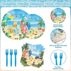 Beach Themed Disposable Tableware (Plates, Napkins, Forks)