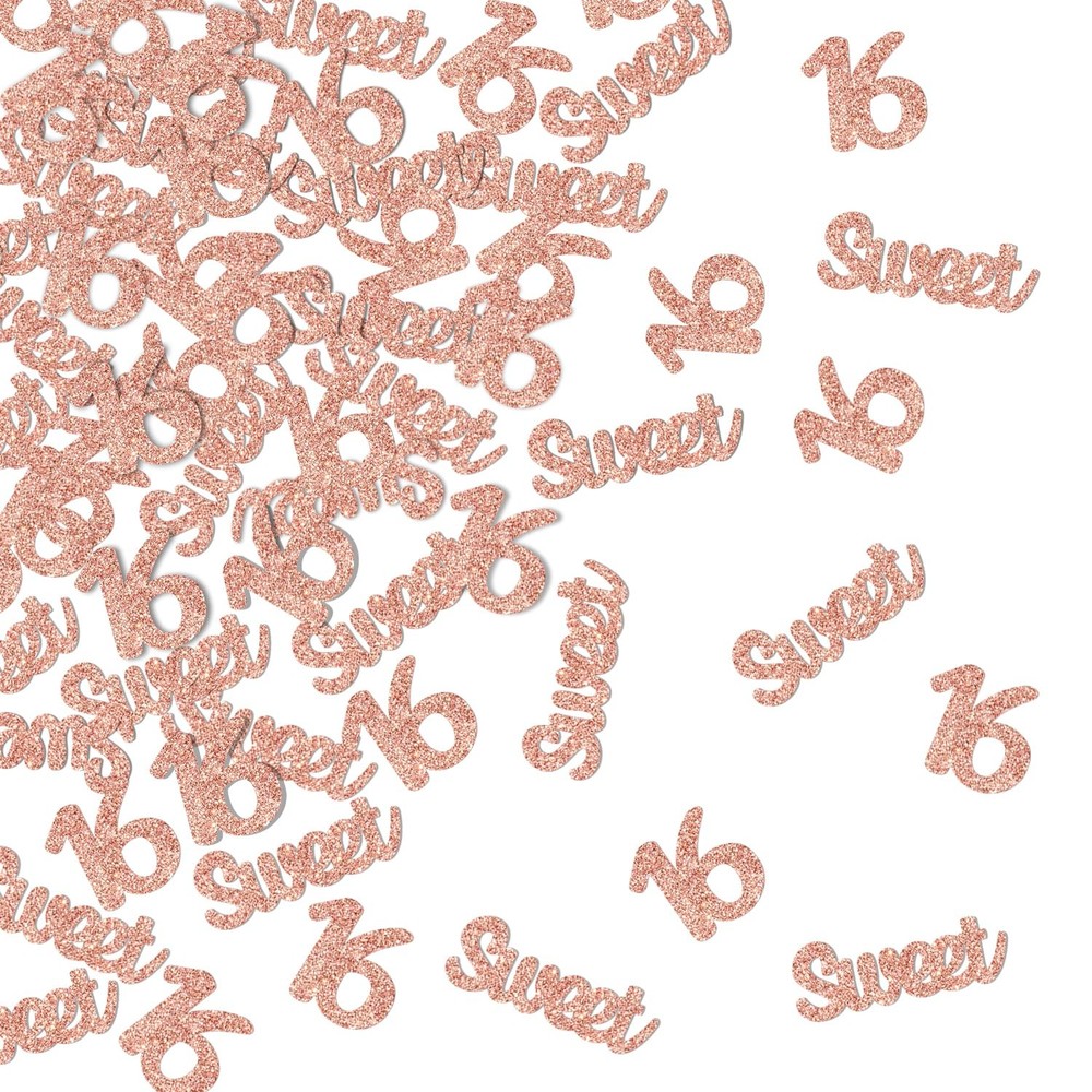 Sweet 16 Confetti Number 16 Birthday Table Decorations Rose Gold Glitter