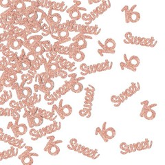 Sweet 16 Confetti Number 16 Birthday Table Decorations Rose Gold Glitter