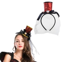 Skull Headpiece with Sheer Veil Adjustable Halloween Skull Headband for Women