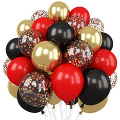 Red and Black Balloon, 60 Packs 12 Inch Red Black and Gold Balloon, Black Red Ba