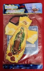 3 CROSS WOOD – VIRGIN MARY GUADALUPE – And JESUS NEW IN BAG