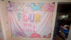 4th Donut Birthday Backdrop Four Ever Sweet Donut Birthday Banner 60×80