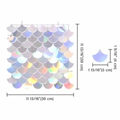 12 Pcs Mermaid Shimmer Wall Backdrop Panel Iridescent Silver Sequin Party 3×4 Ft