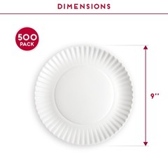 Alitte 9-Inch Disposable Paper Plates – 500 Count – Bulk Pack of Uncoated Pap…