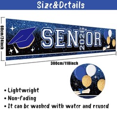 Senior 2026 Blue and White Graduation Party Decorations Larger Banner Yard Sign