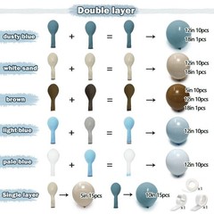 Dusty Blue Brown Balloon Arch Kit Double Pastel Baby Blue Dark Brown Tan Coff…
