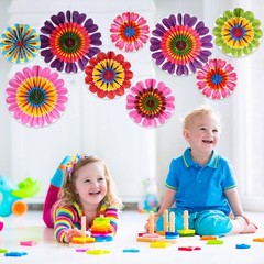 Outus Flower Hanging Decorations Summer Paper Fans Classroom Ceiling Wall Decor