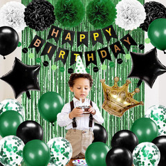 Birthday Decorations for Men Green and Black Party Decorations for Boy Happy Bir