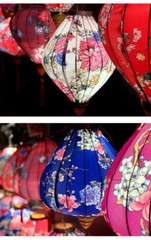 Retro Chinese Hanging Lanterns Peony Floral Cloth Lantern Party Festival Decor