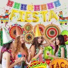 Mexican Party Decorations Fiesta Ballons – 23 Pcs Balloons Multicoloured Papar