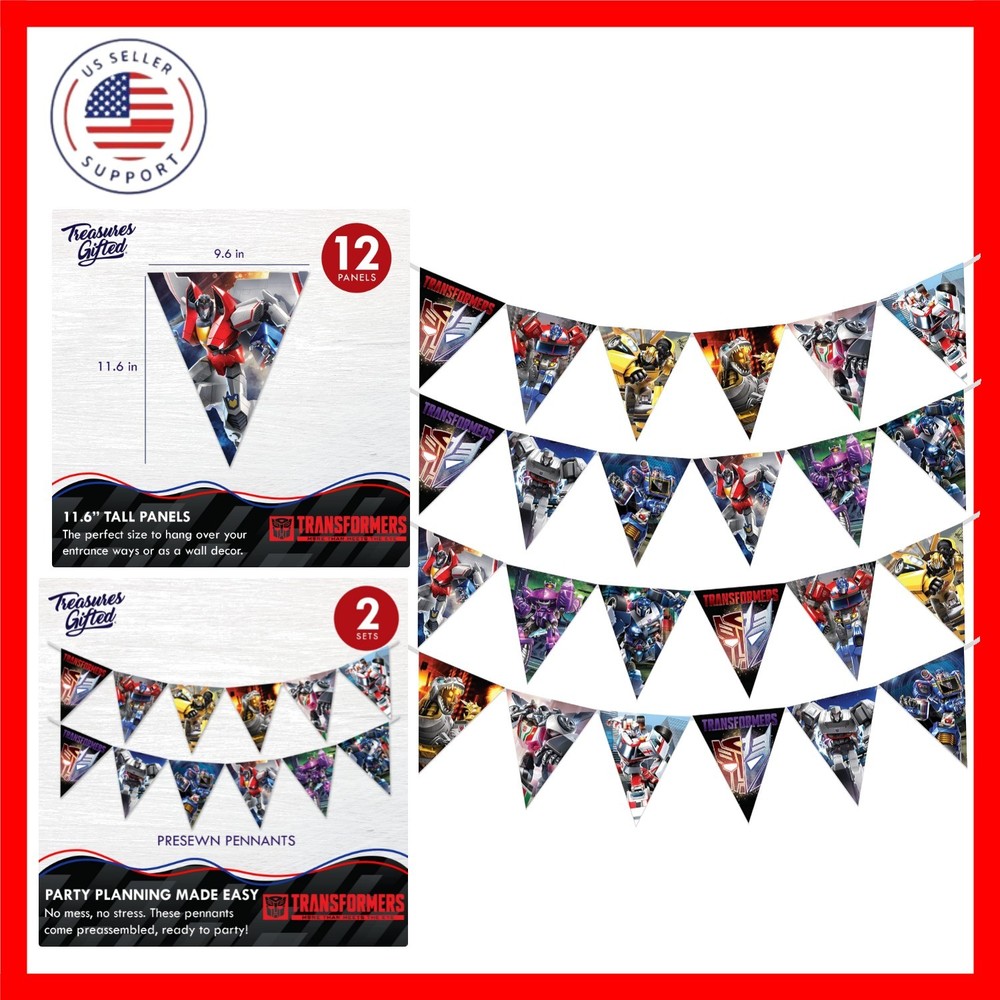 Officially Licensed Transformers Birthday Banner Pennants 2 Pack – Transforme…