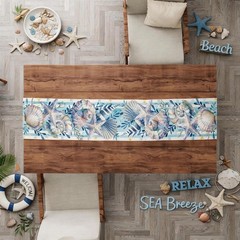 Beach Table Runner Seashell Starfish Coastal Dining Party Decor Polyester Summer