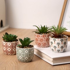 Karlliu Artificial Plants Succulent Flowers in 2.5X3.25 inch, Red & Blue