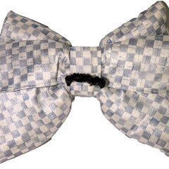 MacKenzie Childs Sterling Check Bow – Size Small 8 x 6.75″, Silver Gray White