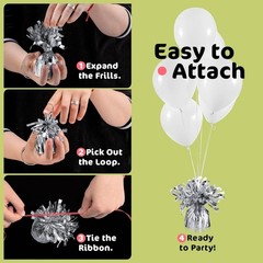Silver Balloon Weights, Heavy Balloon Weight Pack of 12 Metallic Foil Weights…