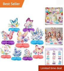 9-Piece Butterfly Table Centerpieces Set Honeycomb Spring Birthday Party Deco…