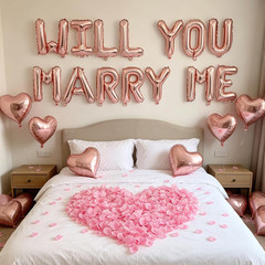 2 Set Rose Gold WILL YOU MARRY ME Balloons – 28Pcs 16″ Letter Balloons 10Pcs