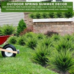 20 Bundles Artificial Plants Outdoor Faux Boston Fern Spring Decor, Fake Plants