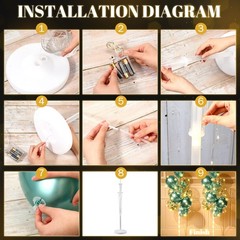 2 Sets Floor Balloon Column Stand Kit with LED Lights 40 Pcs Balloons Column …