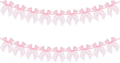 2PCS Pink Bow Banner, 6.6Feet Ribbon Bows Decorations for Party Cute Bow Garland