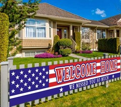 Welcome Home Banner Decoration Welcome Back Yard Sign for Deployment Returning