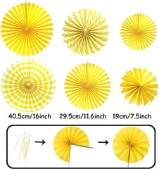 Party Decoration, 21 Pcs Yellow Hanging Paper Fans Pom Poms Flowers, Garlands…