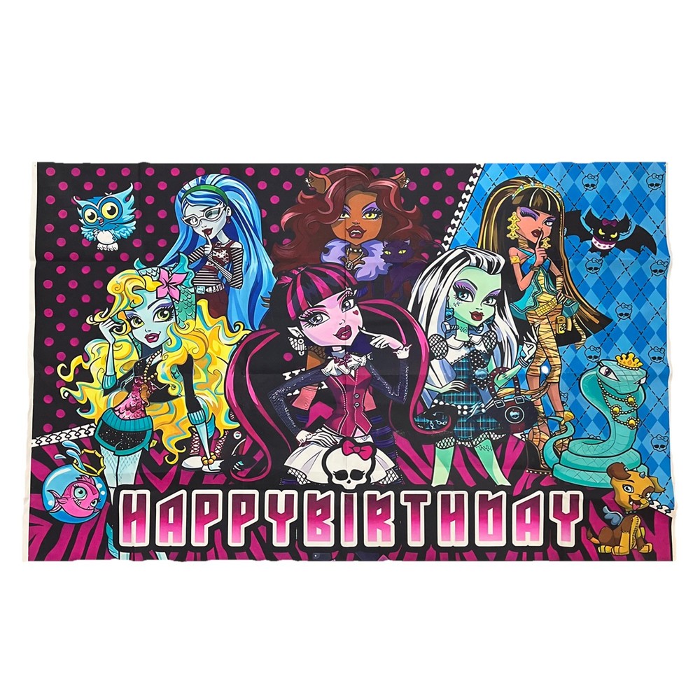 Monster High G1 Dolls and Pets Happy Birthday Banner Back Drop 50×31 See Pics