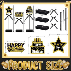 3 Pcs Happy Birthday Party Decorations Wooden Signs Table Centerpieces for Men W