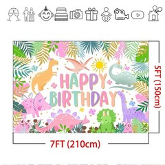 Mocsicka Dinosaur Birthday Backdrop – Cartoon Girl Birthday Background Party …