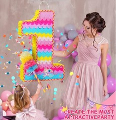 Number 1 Pinata for Birthday Party Decorations Mermaid Theme Pink