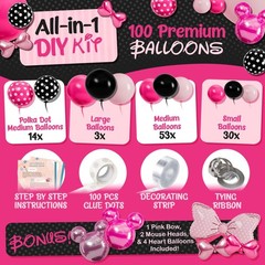 ALL-IN-1 Minnie Balloon Arch Kit with BONUS Bow & Mouse Head – Mini Mouse Bal…