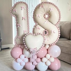 40 Inch Beige Number 1 Balloon for 1st Birthday Decoration, Large Self Inflat…