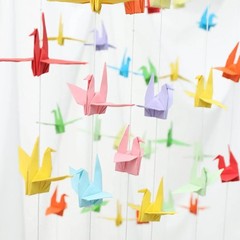 Colorful Paper Crane Hanging Garlands 3stringsX 5.2ft Origami Birds Streamers