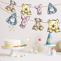 Baby Shower Banner Decorations Birthday Party Supplies 8PCS Cute Bear Cards