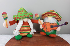 2 Dwarf Plush Faceless Doll Mexican Home Kitchen Decor Holiday Carnival Figures