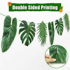 Tropical Palm Leaf Garland Banner Party Decorations 9.8 FT, Paper, Green