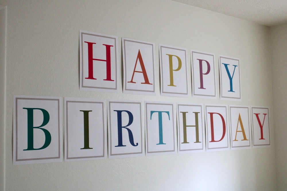 MidCentury Modern Minimalistic Colorful Happy Birthday Banner